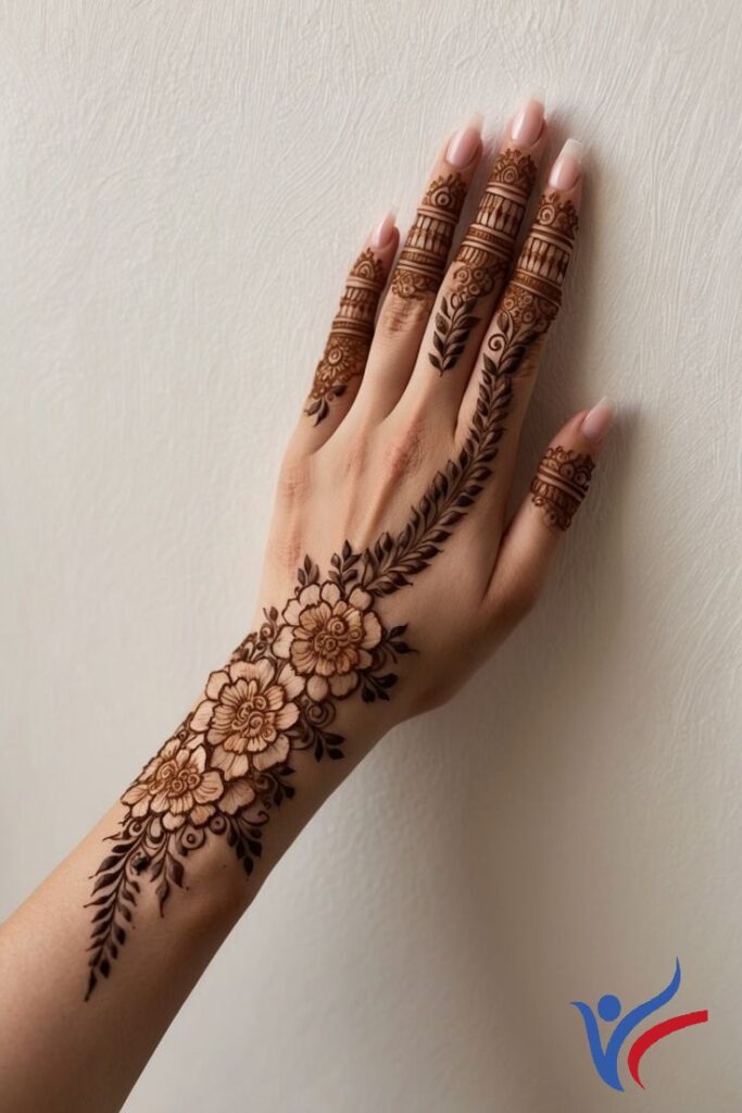 minimalistic floral pattern mehendi design