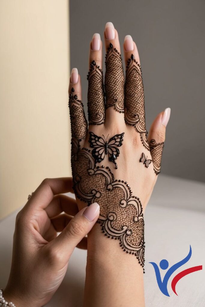 Butterfly Arabic Mehndi Designs For Full Hands