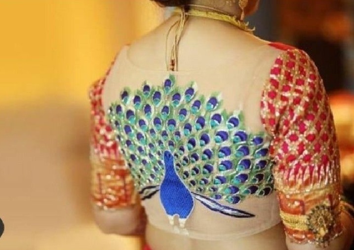 Peacock Motif Cut-Out Back