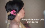 Party Bun Hairstyle For Saree